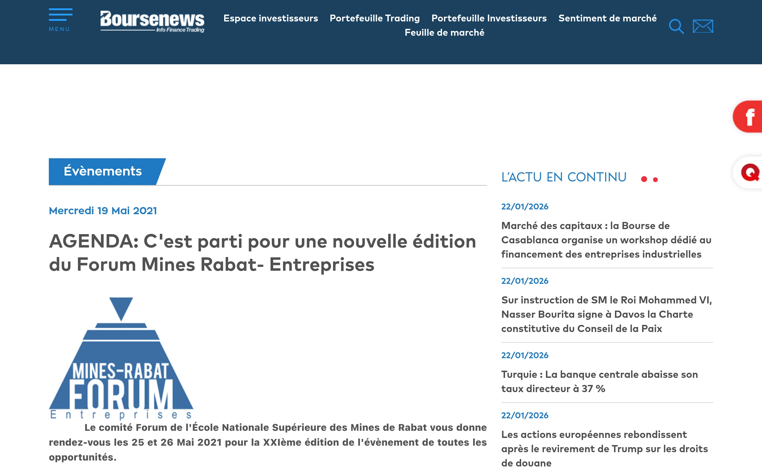 Boursenews: Notant que ce forum revêt une importance particulière, vu qu'il s'intéresse à l'économie nationale et aux métiers mondiaux du Royaume.